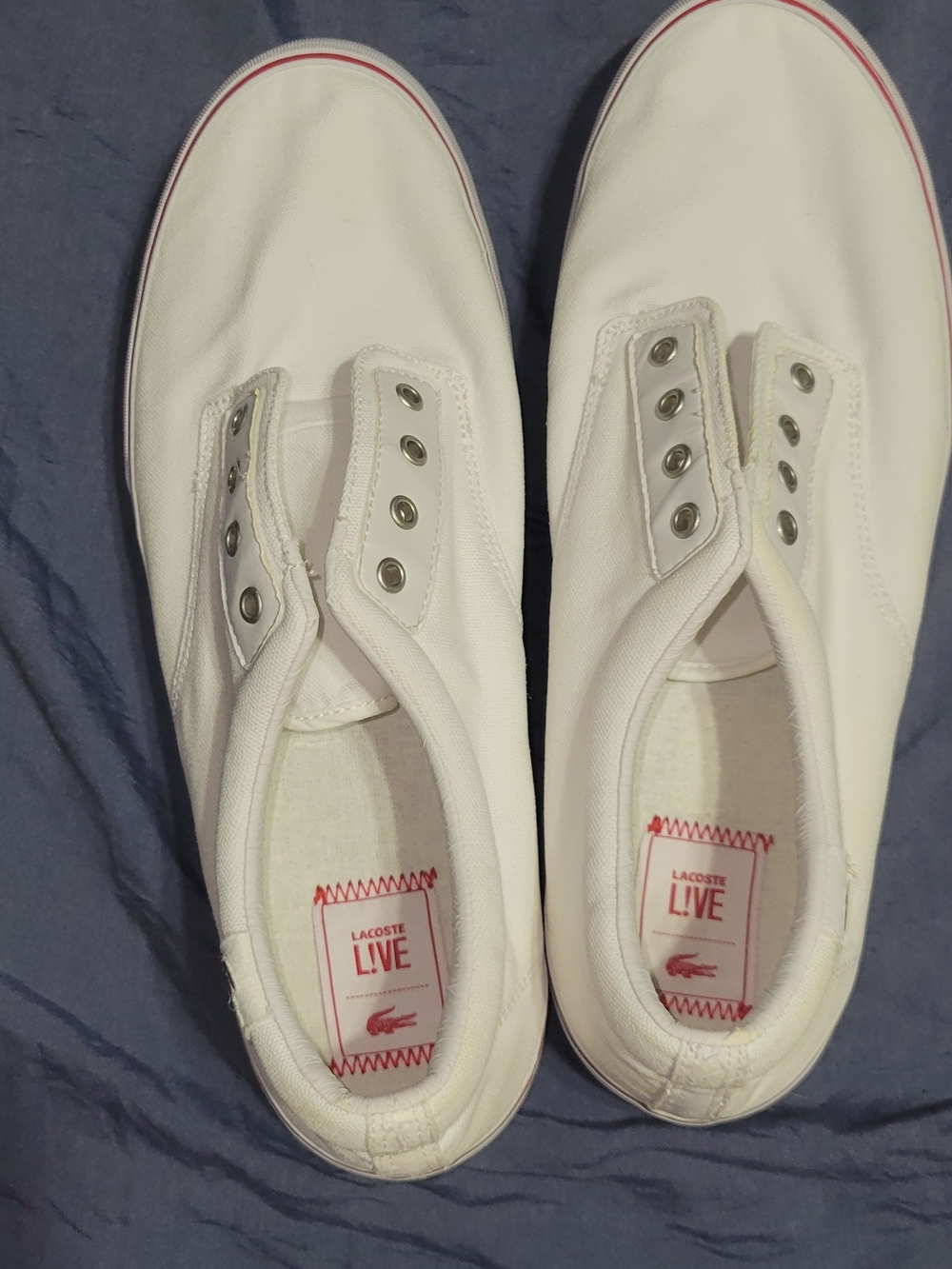 Lacoste 🐊 Mens White Canvas Sneakers 11.5